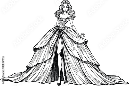 Black and White Vector Doll in Dress