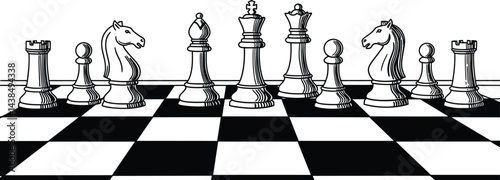 Black and White Vector Chess Set