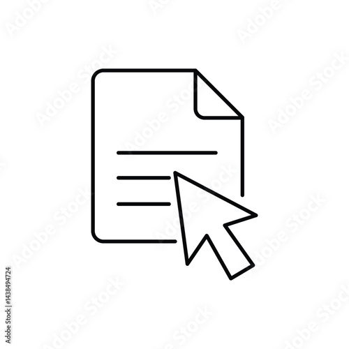 Simple line icon of a document with a cursor pointing to it, signifying document selection or opening.