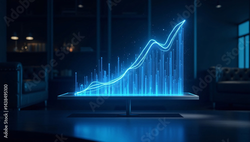 business graph on a red background