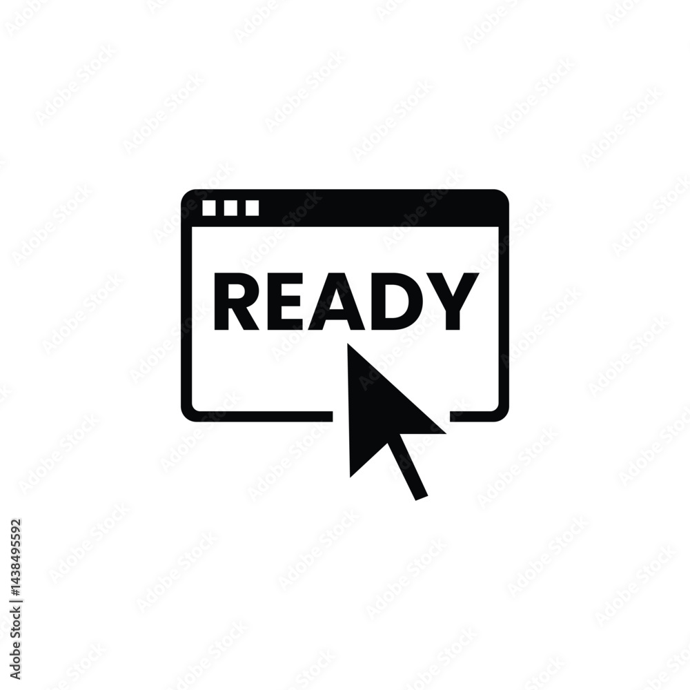 Ready click web icon. browser cursor pointer button vector on white background Ready click web icon. browser cursor pointer button vector on white background