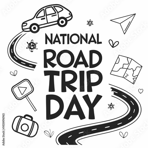 NATIONAL ROAD TRIP DAY vector illustration