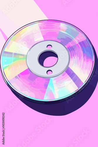 Colorful CD on a vibrant pink background.