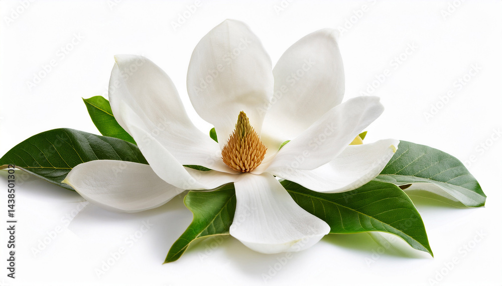 Obraz premium blooming white magnolia flower isolated on white background