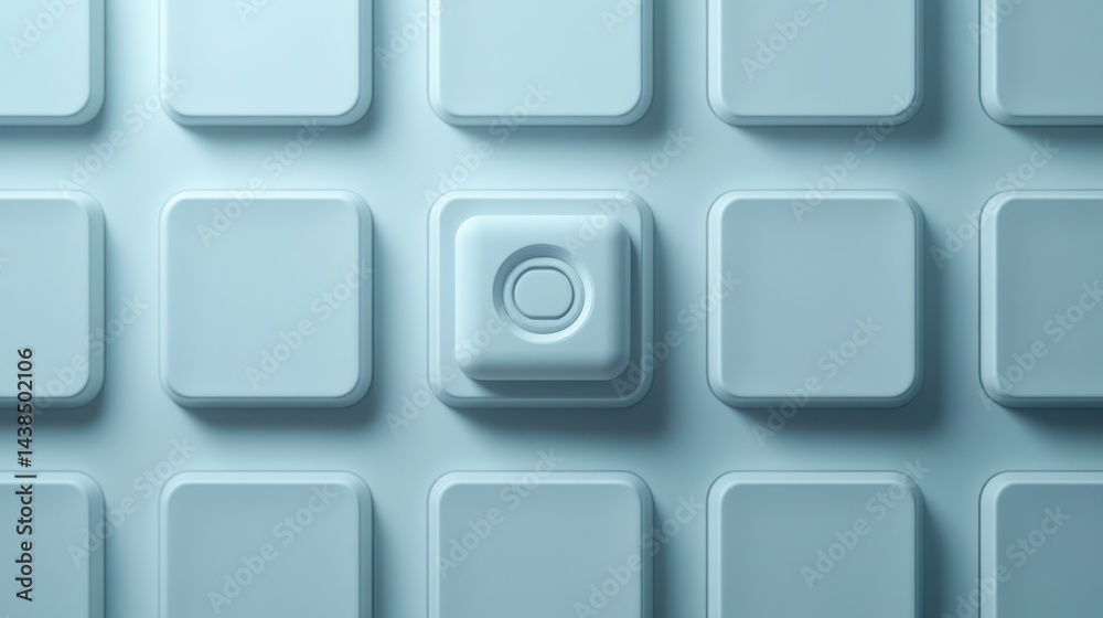 Blue square button grid, central focus, subtle background, website design Blue square button grid, central focus, subtle background, website design
