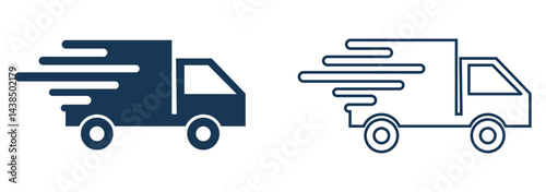 Delivery truck icon set. courier icon. service truck and road transport icon symbol. vector illustration.