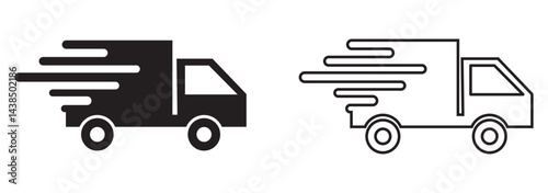 Delivery truck icon set. courier icon. service truck and road transport icon symbol. vector illustration.