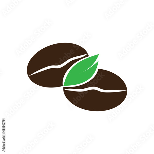 leaf and coffe icon vector illustration template design logo