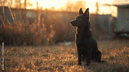 A rescued dog playing in an open yard at an animal shelter