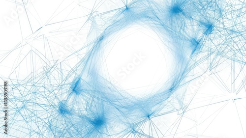 The abstract picture of geometric shape particle connected with thin line to become bigger geometry structure. Diagram built by connecting of micro dust symbolized molecule system of objects. AIG53.