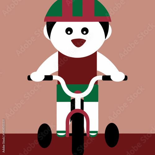 Vector illustration of a boy riding a bi cycle