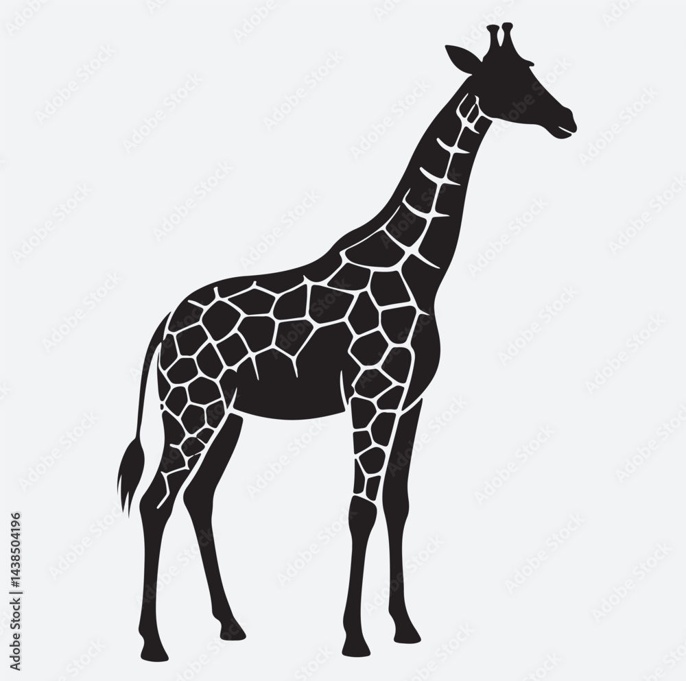 Fototapeta premium giraffe silhouette vector art illustration, giraffe vector illustration