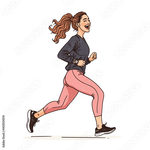 Dynamic illustration of a woman enjoying a run.