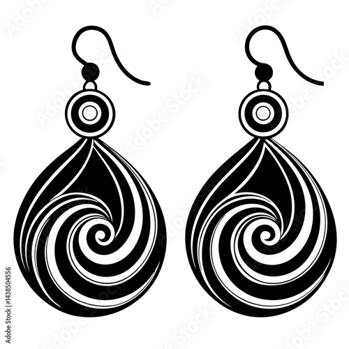 Elegant Black and White Spiral Drop Earrings Design