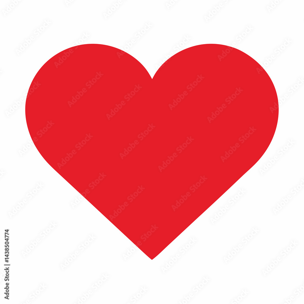 Simple Red Heart Shape Icon Graphic Design Element