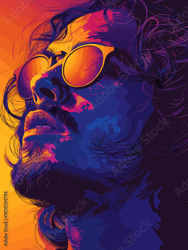 Man with a beard and sunglasses is the main subject of the image