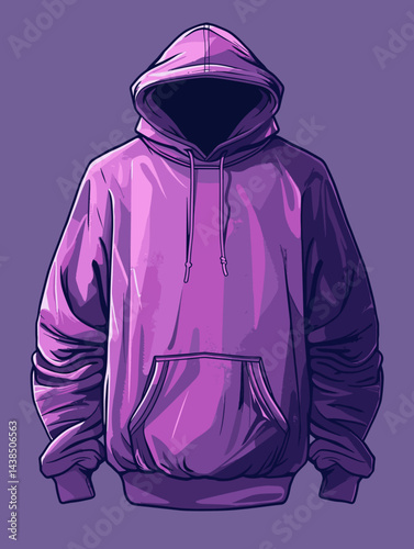 Purple hoodie with a hood drawn over the head