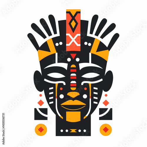 Colorful face of African American man, vector illustration