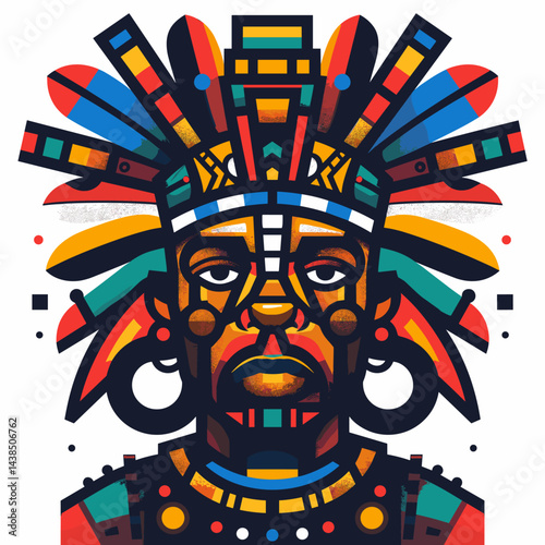 Colorful face of African American man, vector illustration.