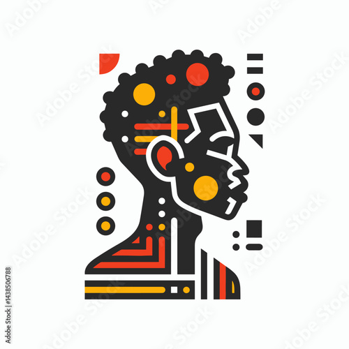 Portrait of a man with afro style. Vector illustration.