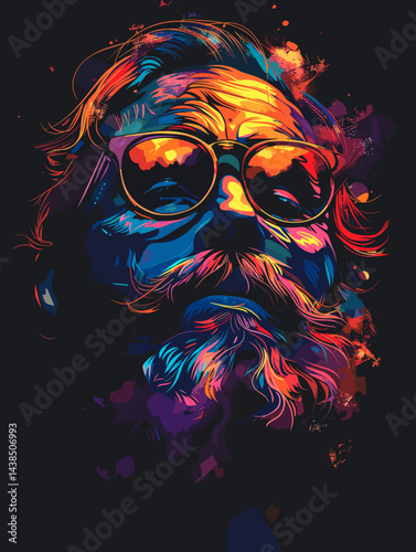 Man with a beard and sunglasses is the main subject of the image