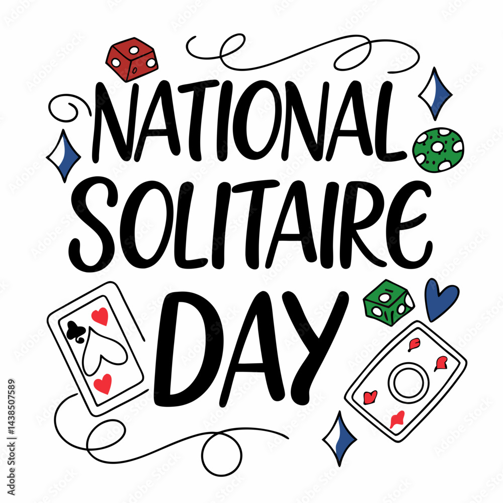 Obraz premium NATIONAL SOLITAIRE DAY vector illustration