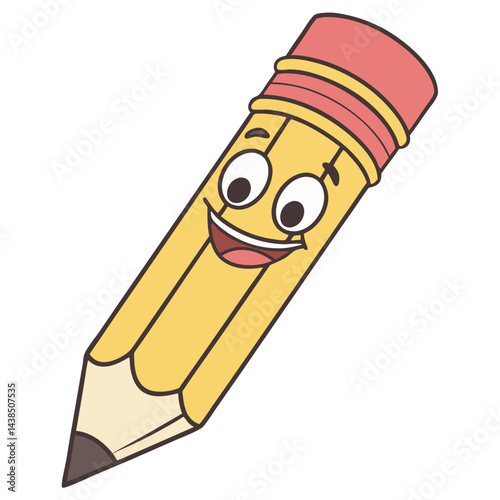 Vector Illustration of a Smiling Pencil Character