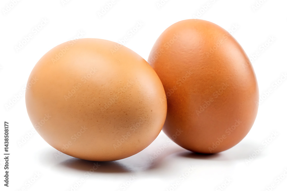 two chicken egg one vertically isolated on a white background two chicken egg one vertically isolated on a white background