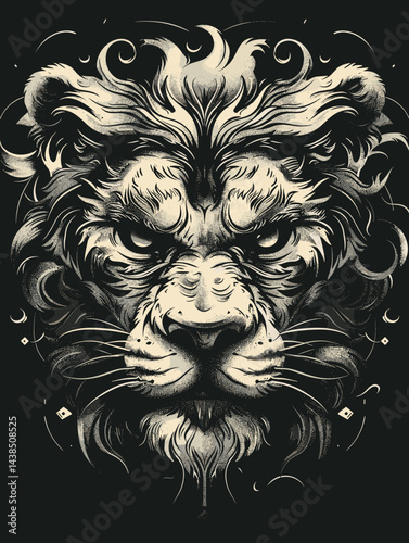 Lion with a fierce look on its face