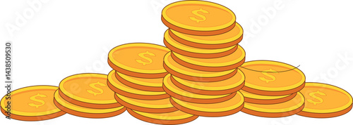 vector illustration of a stack of gold coins, suitable for finance, marketing, stocks and business world