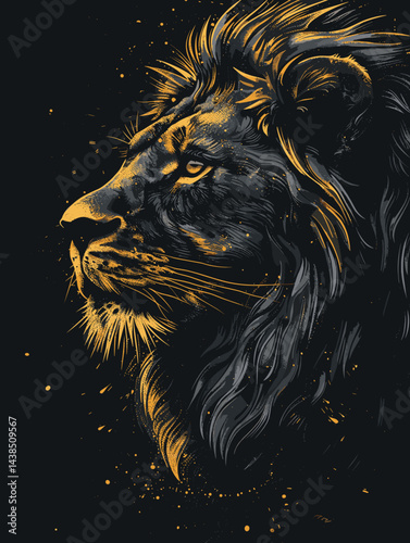 Lion with a golden mane and a black face