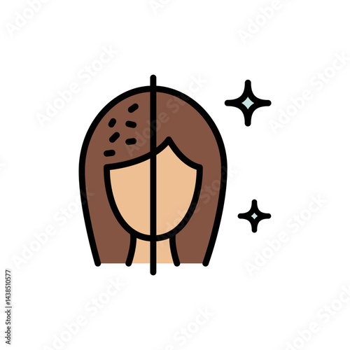 Refreshing Hair Wash Icon. Deep Scalp Cleansing and Hydration. Using dry shampoo. Scalp and hair care. Woman health hair care symbol. Vector sign for web design isolated on white background.