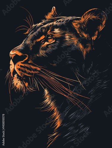 Black and orange tiger is staring at the camera