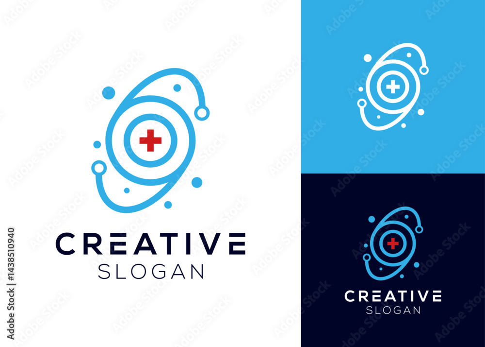 Cross with orbit or galaxy logo design for medicine or health Cross with orbit or galaxy logo design for medicine or health