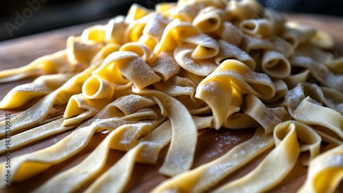 Pastry dough for frying, angel wings. Uncooked sweet treats. photo
