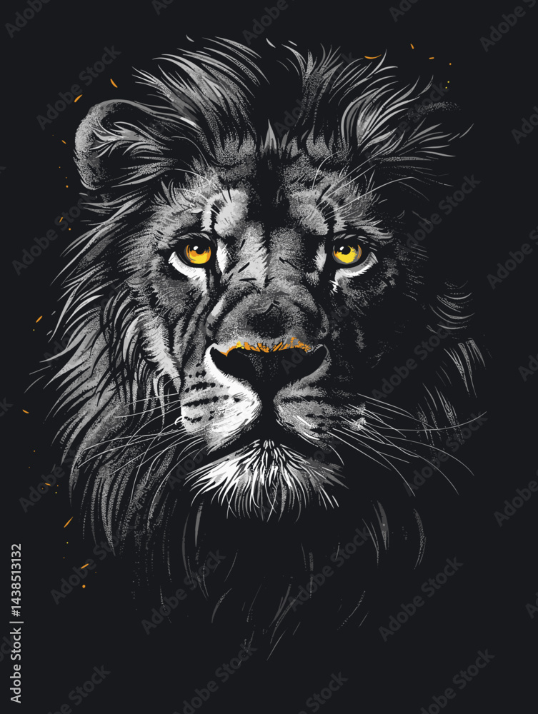 Lion head vector illustration for t-shirt print or poster. Lion head vector illustration for t-shirt print or poster.