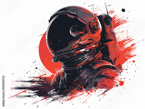 Astronaut in space. Vector illustration. Grunge style