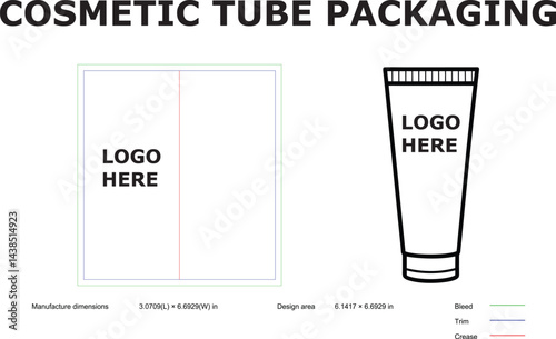 Cosmetic Tube Packaging Design Template, Layout, Dimensions, Logo Placement