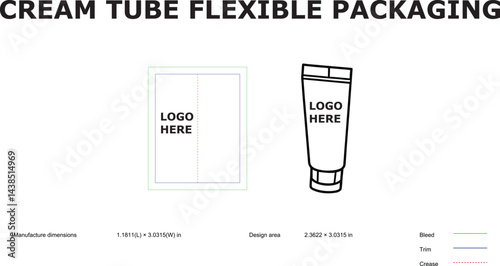 Cream Tube Flexible Packaging Design Specifications, Mockup, and Branding