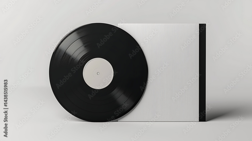 Obraz premium Vinyl Record with Blank Album Cover Mockup