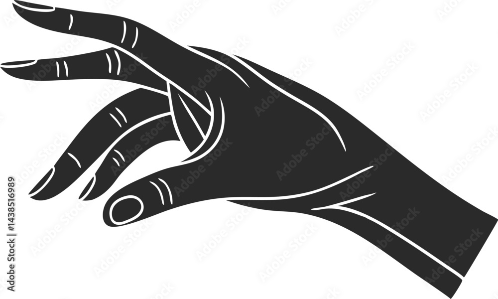 Fototapeta premium Hand fingers silhouette black vector minimalist graphic illustration design