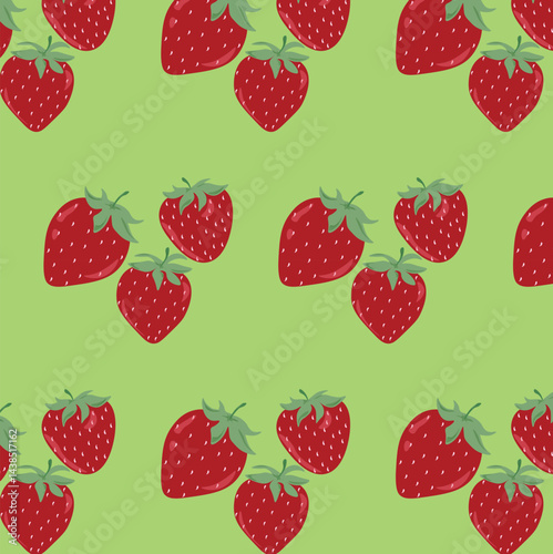 "Fresh Strawberry Fruit Seamless pattern  Background