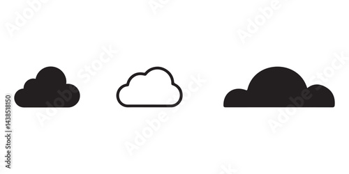 Cloud vector icons set, collection of white cartoon cloud icons vector art illustration
