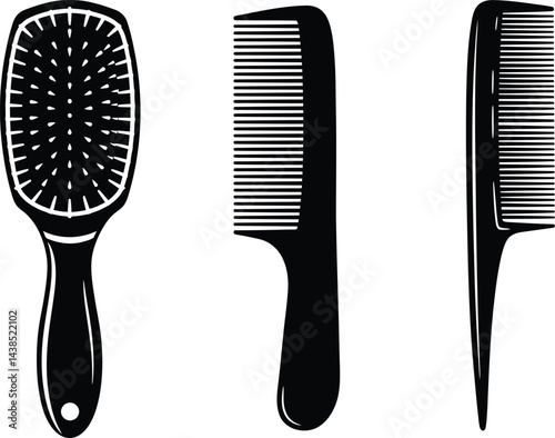 Hairbrush and Comb Vector Graphic