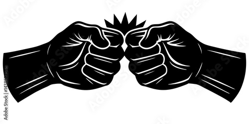 Two Fists Colliding with Impact Force Graphic Design