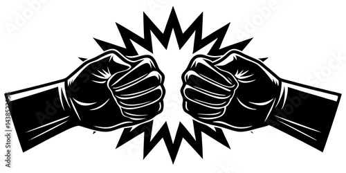 Two Fists Colliding in a Powerful Impact Graphic Design