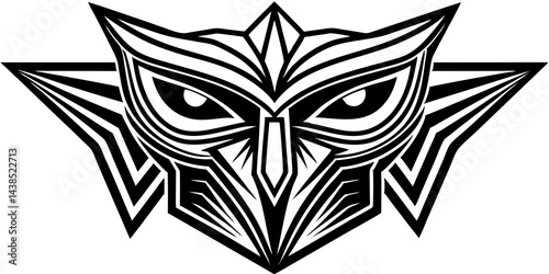 Geometric Owl Mask Tribal Art Design Graphic