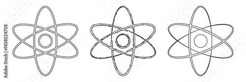 Atom Atomic structure formula orbiting electrons sketch hand dawn drawing vector illustration