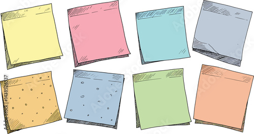 Colorful Sticky Notes Vector Graphic