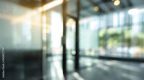 Wallpaper Mural Dynamic office entrance with blurred interior modern workspace professional environment calm view Torontodigital.ca